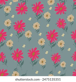 Beautiful seamless floral pattern . Flower vector illustration. Field of flowers
