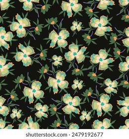 Hermoso patrón floral sin costuras . Ilustración vectorial de flores. Campo de flores