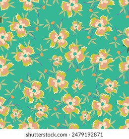 Hermoso patrón floral sin costuras . Ilustración vectorial de flores. Campo de flores