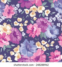 Beautiful seamless floral pattern. Flower vector background.