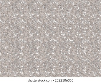 Belo padrão floral sem emenda . Ilustração de vetor de flor. Campo de flores, padrão floral. Flores bonitas no fundo cinza pastel claro. Impressão com pequenas flores brancas. Impressão de Ditsy.