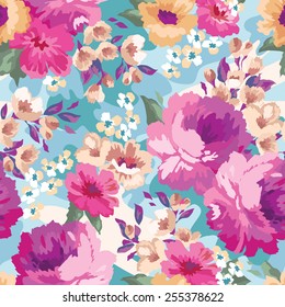 Beautiful seamless floral pattern. Flower vector background.