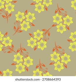 Beautiful seamless floral pattern . Flower vector illustration. Field of flowers
