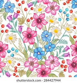 Beautiful seamless floral pattern. Flower vector background.