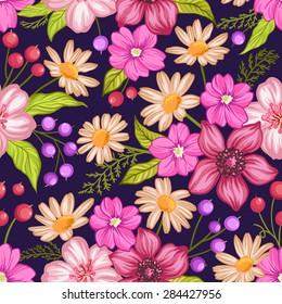 Beautiful seamless floral pattern. Flower vector background.