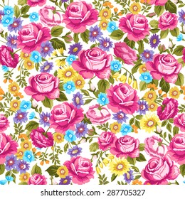 Beautiful seamless floral pattern . Flower vector background.