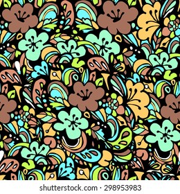 Beautiful seamless floral pattern, flower vector illustration. Elegance wallpaper with of pink roses on floral background.