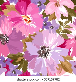 Beautiful seamless floral pattern. Flower vector illustration