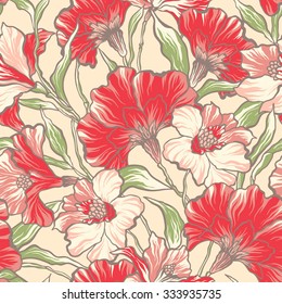 Hermoso patrón floral sin fisuras. Ilustración vectorial de flores.