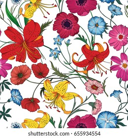 Beautiful Seamless Floral Pattern Flower Vector Stock Vector (Royalty ...