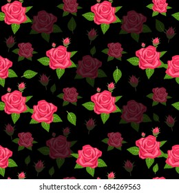 Beautiful seamless floral pattern, flower vector illustration. Elegance wallpaper with of pink roses on floral background. Decorative Beautiful vector illustration texture.