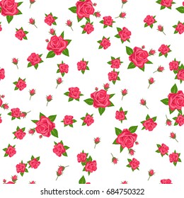 Beautiful seamless floral pattern, flower vector illustration. Elegance wallpaper with of pink roses on floral background. Decorative Beautiful vector illustration texture.