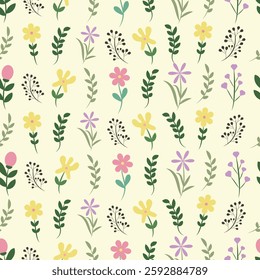 Beautiful seamless floral pattern with flowers for cards, wrapping paper, wallpaper. Vector illustration of flowers
