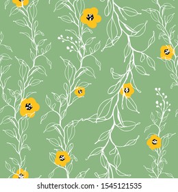 beautiful seamless floral pattern for kids. pattern with leaf silhouette and flowers for textile design and fabrics
