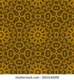 Beautiful seamless floral pattern with mandala. Seamless doodle style background. Mosaic floral pattern for design and fashion.