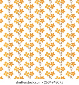 Beautiful seamless floral pattern with orange and yellow flowers on white background decorative design