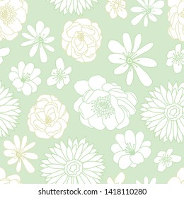 Beautiful seamless floral pattern - pastel colors, mute background, great for textiles, wallpapers, banners -  surface design