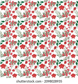 Beautiful seamless floral pattern with red color gentle summer flowers. Stock illustration Natural artwork.