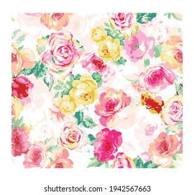 Beautiful seamless floral pattern with roses. Template design for textiles, interior, clothes, wallpaper. Greeting card and invitation of the wedding, birthday, Valentine s Day, mother s day