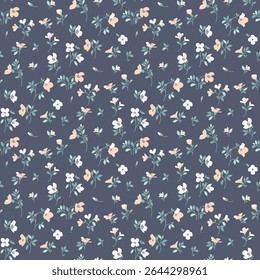 Lindo padrão floral sem emenda com flores pequenas. Fundo de padrão de flor bonito. Impressão de Ditsy. Estilo Liberty. Design de superfície de flor pequena. Padrão de desenho da mão. Ditsy floral para moda, decoração de tecido