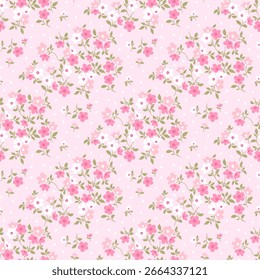 Hermoso patrón floral sin fisuras con Pequeñas flores. Fondo lindo del patrón de la flor. Impresión sucia. Estilo Liberty. Diseño de la superficie de la flor minúscula. Dibujar a mano el patrón. Floral sucio para la moda, decoración de la tela