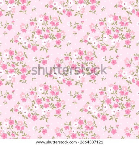 Beautiful seamless floral pattern with small flowers. Cute flower pattern background. Ditsy print. Liberty style. Tiny flower surface design. Hand draw pattern. Ditsy floral for fashion,  fabric decor