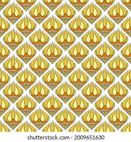 Beautiful seamless floral pattern, stylized yellow with orange sunflowers on a white background. Great for decorating fabrics, textiles, gift wrapping, printed matter, interiors, advertising.