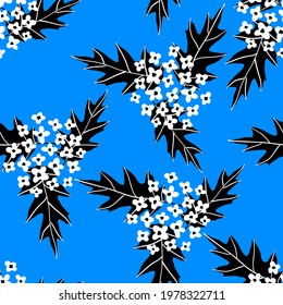 Beautiful seamless floral pattern. Summer flowers. Floral seamless pattern .Seamless pattern with flowers, leaves. Great for fabric, textile. Minimal design in trendy colors. Vector Illustration.