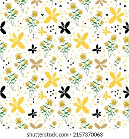 Beautiful seamless floral pattern with watercolor hand drawn. vector design for fashion, fabric, wallpaper and all prints on background earth tone color.