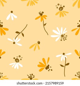 Beautiful seamless floral pattern with watercolor hand drawn. vector design for fashion, fabric, wallpaper and all prints on background earth tone color.