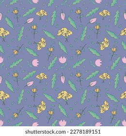 Beautiful seamless floral pattern with watercolor hand drawn. vector design for fashion, fabric, wallpaper and all prints on background earth tone color.