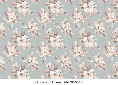 Beautiful seamless floral pattern with watercolor hand drawn gentle summer flowers. Stock illustration. Natural artwork.