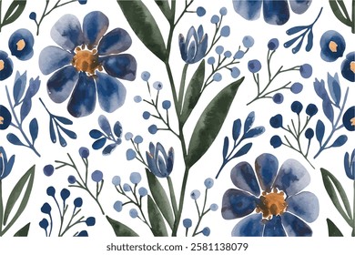 Beautiful seamless floral pattern with watercolor summer flowers. Stock illustration. small flower leaf, art textile design pattern seamless repeats,watercolor effect abstract ,colors print digital,su