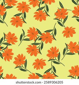 Beautiful seamless floral pattern with watercolor summer flowers. Stock illustration.