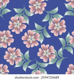 Beautiful seamless floral pattern with watercolor summer flowers. Stock illustration.