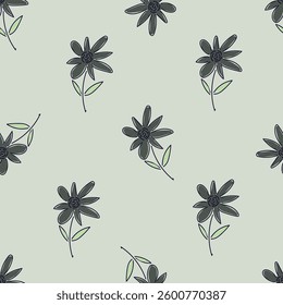 Beautiful seamless floral pattern with watercolor summer flowers. Stock illustration.