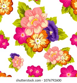 Beautiful seamless floral pattern. For your fabric design, clothing, printed matter. Postcards, greeting cards and invitations for birthday, wedding, Valentine's day, party. Vector illustration