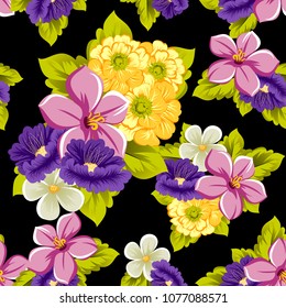 beautiful seamless floral pattern. For your design of fabrics, prints, clothing, printed matter. Postcards, greeting cards, birthday invitations, wedding, Valentine's day, party Vector illustration