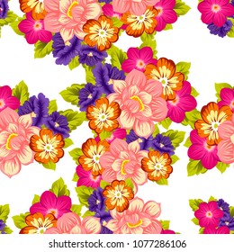 Beautiful seamless floral pattern. For your fabric design, clothing, printed matter. Postcards, greeting cards and invitations for birthday, wedding, Valentine's day, party. Vector illustration