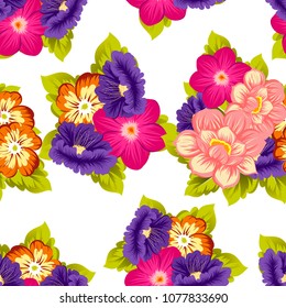 Beautiful seamless floral pattern. For your fabric design, clothing, printed matter. Postcards, greeting cards and invitations for birthday, wedding, Valentine's day, party. Vector illustration