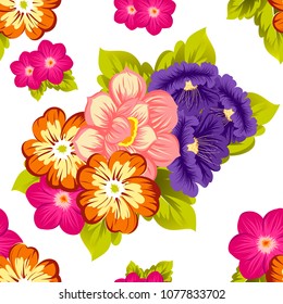 Beautiful seamless floral pattern. For your fabric design, clothing, printed matter. Postcards, greeting cards and invitations for birthday, wedding, Valentine's day, party. Vector illustration