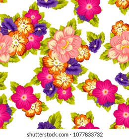 Beautiful seamless floral pattern. For your fabric design, clothing, printed matter. Postcards, greeting cards and invitations for birthday, wedding, Valentine's day, party. Vector illustration