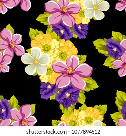 beautiful seamless floral pattern. For your design of fabrics, prints, clothing, printed matter. Postcards, greeting cards, birthday invitations, wedding, Valentine's day, party Vector illustration