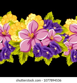 beautiful seamless floral pattern. For your design of fabrics, prints, clothing, printed matter. Postcards, greeting cards, birthday invitations, wedding, Valentine's day, party Vector illustration
