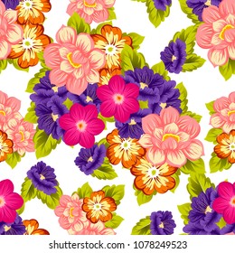 Beautiful seamless floral pattern. For your fabric design, clothing, printed matter. Postcards, greeting cards and invitations for birthday, wedding, Valentine's day, party. Vector illustration