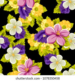 beautiful seamless floral pattern. For your design of fabrics, prints, clothing, printed matter. Postcards, greeting cards, birthday invitations, wedding, Valentine's day, party Vector illustration