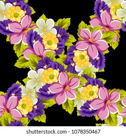 beautiful seamless floral pattern. For your design of fabrics, prints, clothing, printed matter. Postcards, greeting cards, birthday invitations, wedding, Valentine's day, party Vector illustration