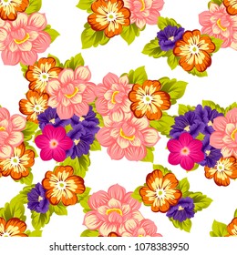 Beautiful seamless floral pattern. For your fabric design, clothing, printed matter. Postcards, greeting cards and invitations for birthday, wedding, Valentine's day, party. Vector illustration