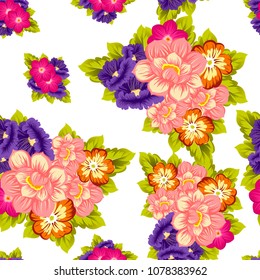 Beautiful seamless floral pattern. For your fabric design, clothing, printed matter. Postcards, greeting cards and invitations for birthday, wedding, Valentine's day, party. Vector illustration