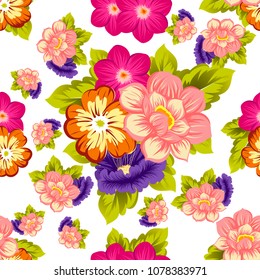 Beautiful seamless floral pattern. For your fabric design, clothing, printed matter. Postcards, greeting cards and invitations for birthday, wedding, Valentine's day, party. Vector illustration